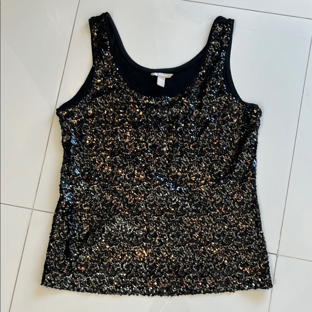 Banana Republic Black Sequin Tank Top